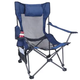 Foldable Camping Chair Collapsible Reclining Chair 330LBS Load Heavy Duty Steel Lawn Chair With Reclining Backrest Angle Cup Holder Pillow Side...