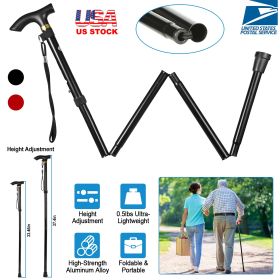 1Pc Walking Cane Aluminum Alloy Walking Stick Adjustable Folding Travel Hiking Stick Antislip