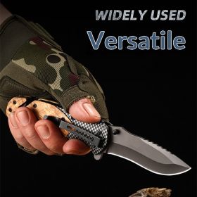 High-Hardness Wood Handle Survival Folding Knife