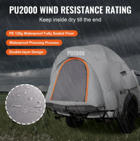 Truck Bed Tent, 5.5'-6' Pickup Truck Tent With Rain Layer And Carry Bag, Waterproof PU2000mm Double Layer Truck Tent For Camping, Accommodate 2-3...