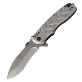 Premium Gray Pocket Knife, 9.5cm Stainless Steel Blade, Ergonomic Anti-Slip Handle, Safe Lock for Outdoor & Daily Use