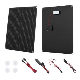 30W 12V Solar Panel Battery Charger, Solar Battery Trickle Charger Maintainer with Built-in Smart Controller & 3 Connection Cables