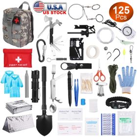 125 In 1 Survival Kit, Professional Survival Equipment, Equipment, Tools, First Aid Supplies, For SOS Emergency Tactical Hiking, Hunting,...