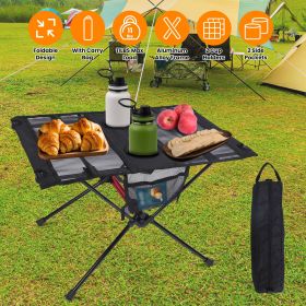 1Pc Portable Folding Camping Table Foldable Beach Table Aluminum Alloy Frame With 2 Cup Holders 2 Side Pockets Carry Bag For Picnic Camping Hiking...