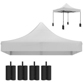 10 x 10 Replacement Canopy Top for Pop Up Canopy Tent with 4 Sand Bags, UPF50+ Protection, White (Option: White-380x280x100 mm)