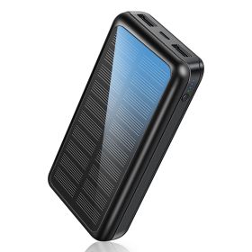 Portable Charger 30000mAh,Solar Power Bank USB-A&USB-C,Compact Power Bank Fast Charging for Mobile Phone,Compatible with Multi-devices, Christmas (Color: Black)